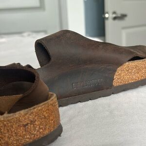 Birkenstock Men's Brown Leather Milano Slide Sandals